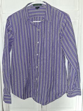 Lauren Ralph Lauren Purple Striped Button-Up Shirt